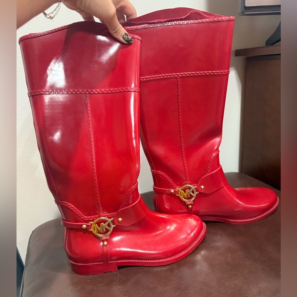 Michael Kors Red Rain Boots Women’s 8 - Picture 1 of 6